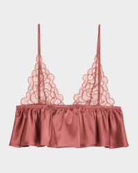 Amelie Silk Charmeuse Ruffle & Lace Soft Bra