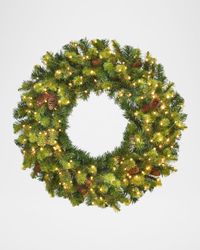 Deluxe Village Mix Pine Pre-Lit Christmas Wreath