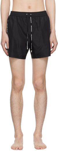 Balmain Black Printed Swim Shorts