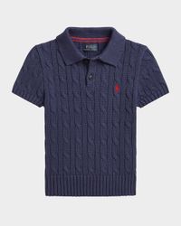 Boy's Cable Knit Polo Shirt, Size 2-7