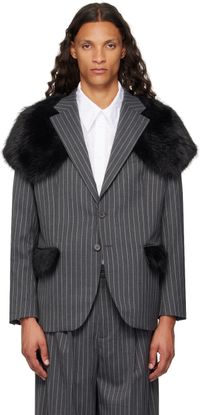 Simone Rocha Gray Pinstripe Classic Blazer