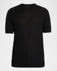 Men's Woven Quadrant Cashmere and Silk Crewneck Sweater