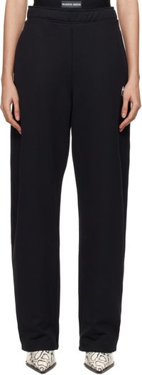 Marine Serre Pantalon de survêtement noir en molleton à logo