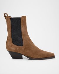 Suede City Block-Heel Western Booties