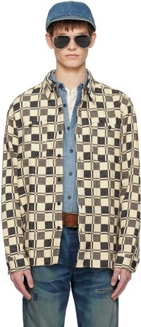 RRL Off-White & Gray Check Shirt