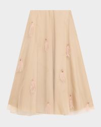 Sheer Volumes Beaded Organza Midi Skirt