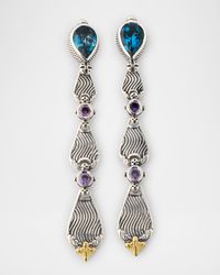 Kyma Linear Earrings with Blue Topaz and Amethyst