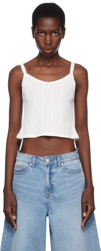 Dunst White Pointelle Sleeveless Camisole