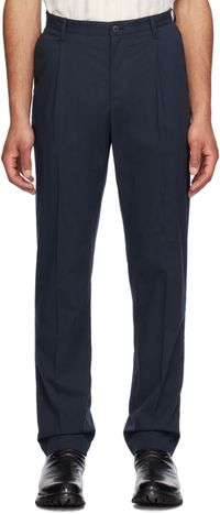 Sunspel Pantalon bleu marine à plis