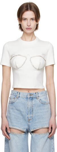 AREA White Crystal Bustier Cup T-shirt