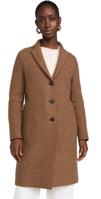 Harris Wharf London Boiled Wool Overcoat Caramel Melange 40
