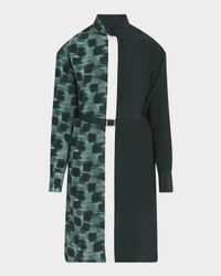 Painted Colorblock Silk Shirtdress