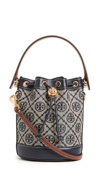 Tory Burch Mini T Monogram Jacquard Bucket Bag Tory Navy One Size
