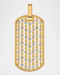 18K Yellow Gold Braided Edge Diamond Ball Dog Tag Pendant, 1.50tcw