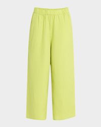 Petite Cropped Wide-Leg Organic Linen Pants