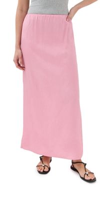 Tibi Summer Acetate Crinkle Maxi Slip Skirt Pink XXS
