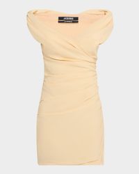 La Rita Draped Off-The-Shoulder Mini Dress
