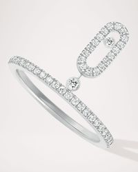 MOVE UNO 18K WHITE GOLD PAVÉ DROP DIAMOND RING