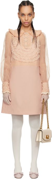 Valentino Pink Embroidered Crepe Couture Minidress