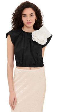 Sea Laurie Solid Flutter Sleeve Top Black L