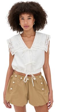 Sea Marie Embroidery Vest White M