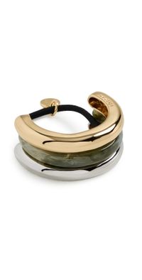 LELET NY Anya Mixed Metal Marble Pony Cuff Olive One Size