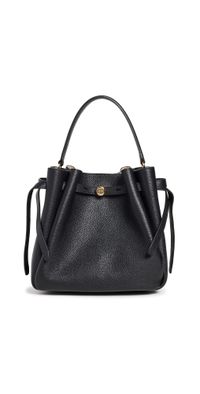 Tory Burch Romy Pebbled Small Bucket Bag Black One Size