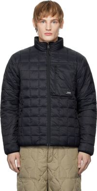 TAION Blouson de randonnée réversible noir rembourré en duvet à col droit