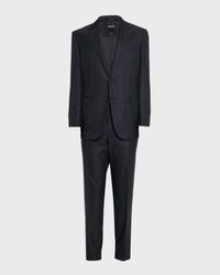 Men's Wool Woven Plaid Two-Piece Suit