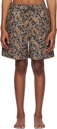 Isabel Marant Black & Brown Paisley Swim Shorts
