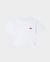 Girl's Lip Logo Disc Print Short-Sleeve T-Shirt, Size 4-8