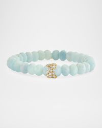 14K Gold Diamond Pave on 8mm Aquamarine Bracelet