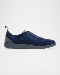 Men's Lume Suede Stretch-Lace Low-Top Sneakers