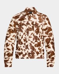 Men's Dean Cowhide-Effect Leather Trucker Jacket