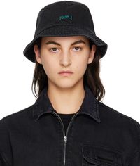 Juun.J Black Faded Denim Bucket Hat