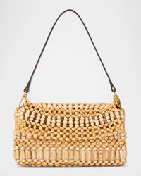 Timmy Convertible Beaded Wood Shoulder Bag
