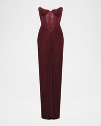 Strapless Lace & Jersey Gown