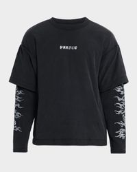 Men's Sequin Flame Long Sleeve T-Shirt