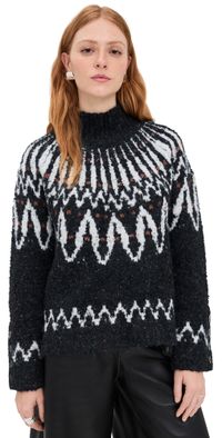 Saylor Vicki Boucle Fair Isle Sweater Black S