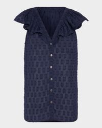 Silvia Dot Ruffle-Trim Top