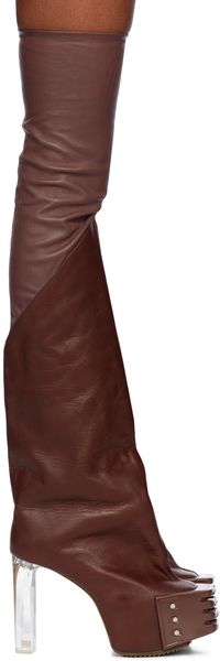 Rick Owens Bottes Kiss bourgogne à plaque et à ornements Rhino