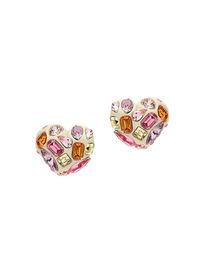 Women's Nougatine Goldtone, Resin & Glass Crystal Heart Earrings