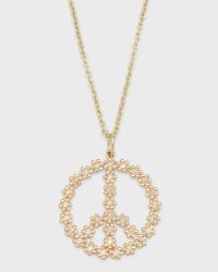 14k Gold Daisy Peace Sign Diamond Pendant Necklace