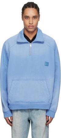 WOOYOUNGMI Blue Half Zip-Up Dying Sweatshirt