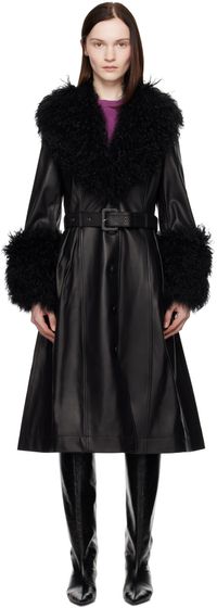 Saks Potts Black Foxy Shearling Coat