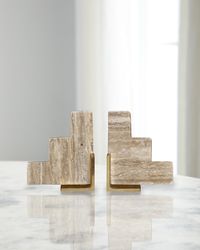 Steps Travertine Bookends Pair