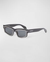 Men's Miramar Acetate and Crystal Rectangle Sunglasses