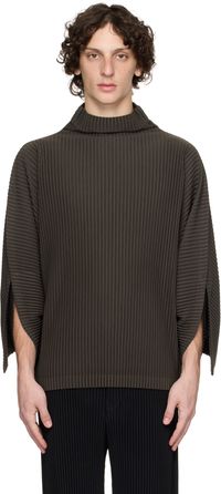 HOMME PLISSÉ ISSEY MIYAKE Brown Kinetic Sculpture Turtleneck