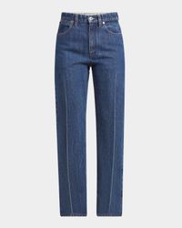 High-Rise Crease-Line Slim-Leg Jeans