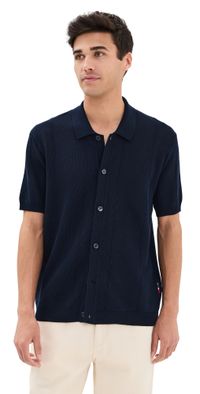 Orlebar Brown Tiernan Knit Button Polo Night Iris S